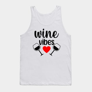 Wine Vibes. Funny Wine Lover Saying in Black and Red Tank Top